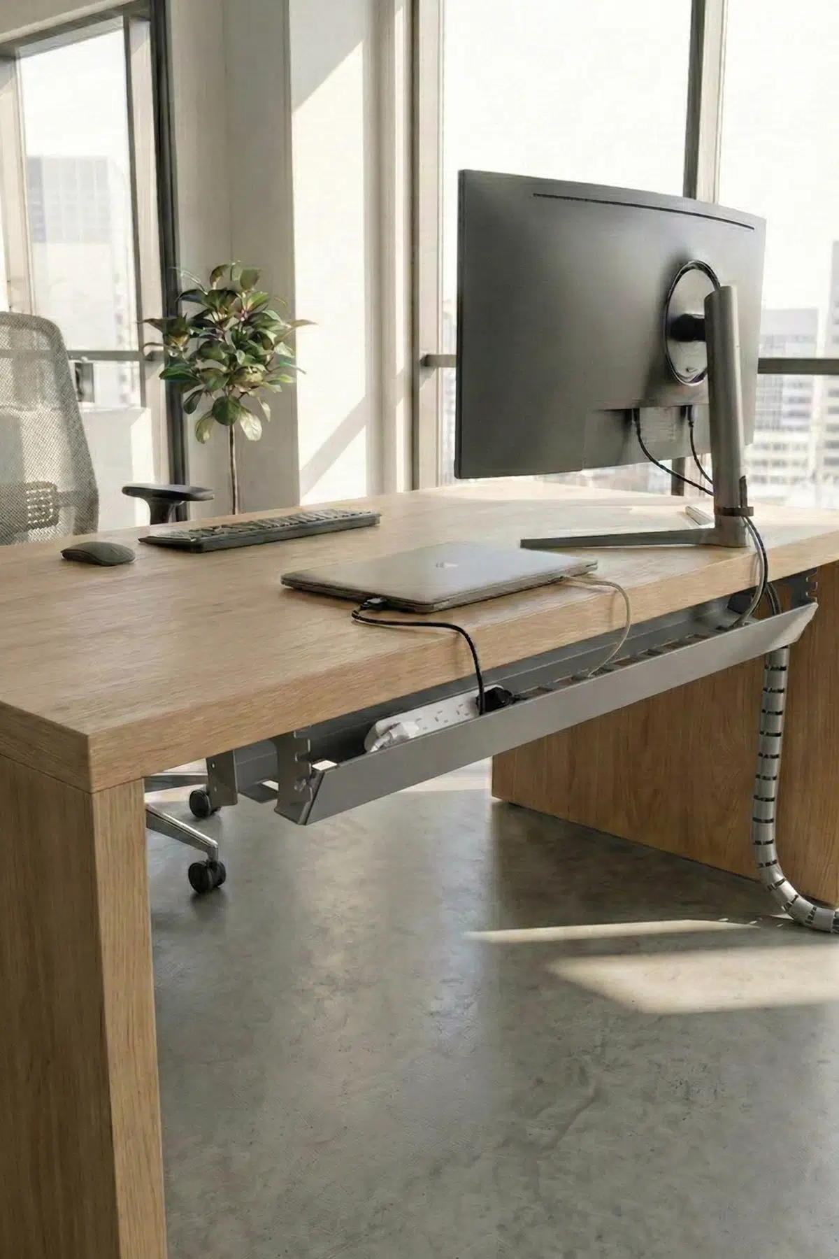 Ayarlanabilir Masa Altı Kablo Düzenleyici 86-160cm - Metalik Gri