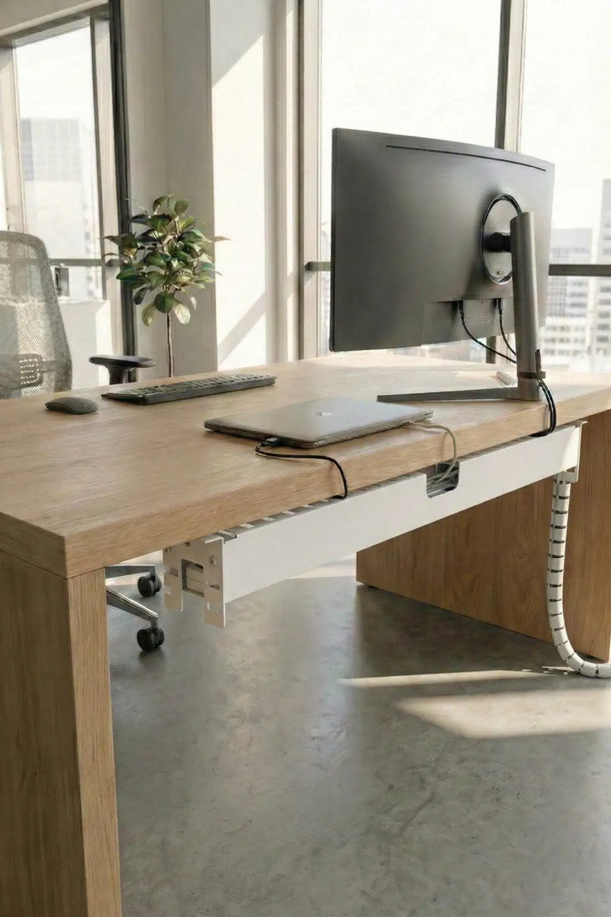 Ayarlanabilir Masa Altı Kablo Düzenleyici 86-160cm - Beyaz