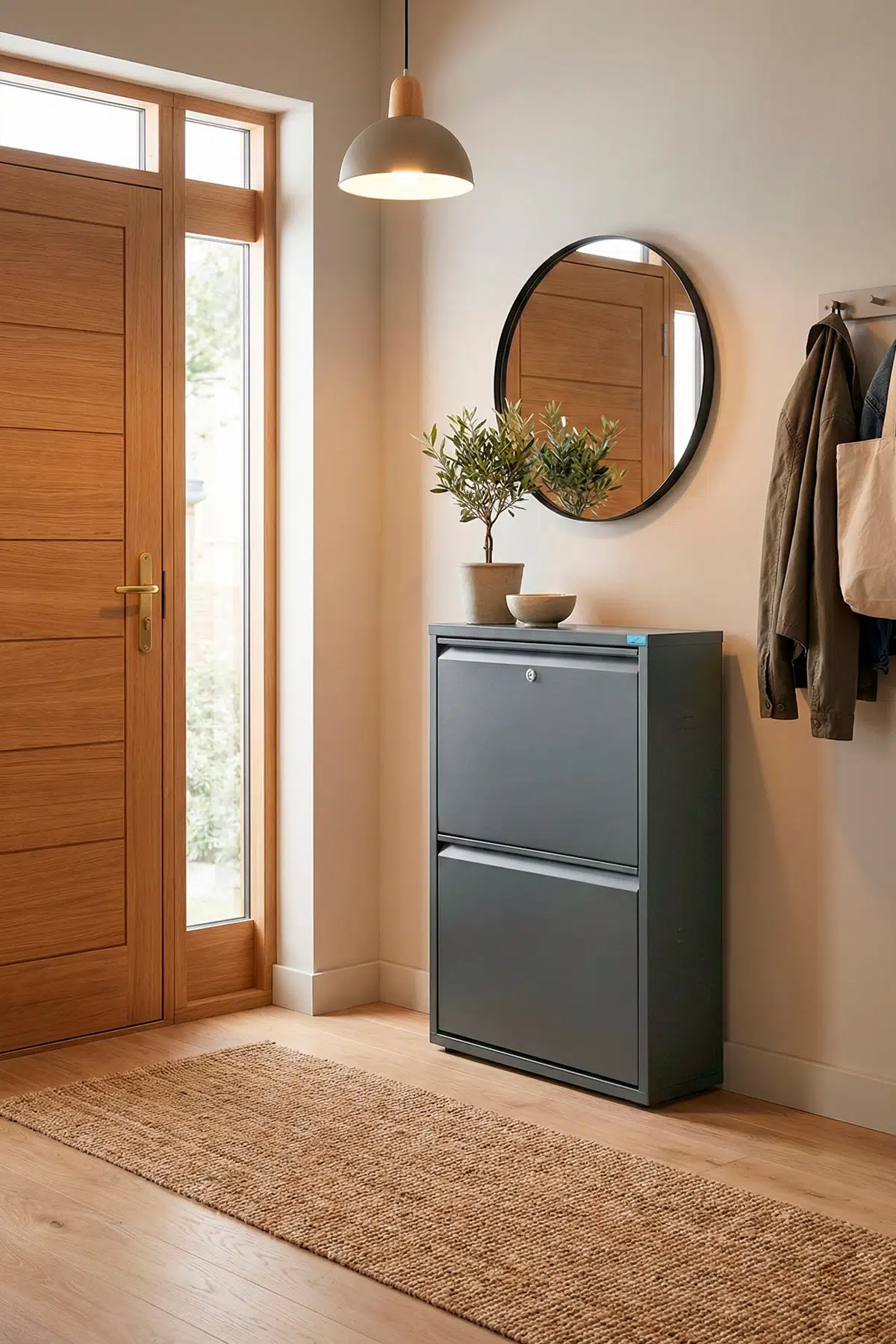 Metal Ayakkabılık 2 li Kilitli Model - Antrasit