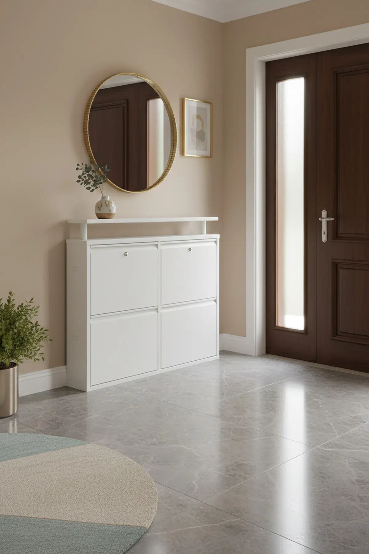 Metal Ayakkabılık 2 li Yatay Kilitli Model - Beyaz