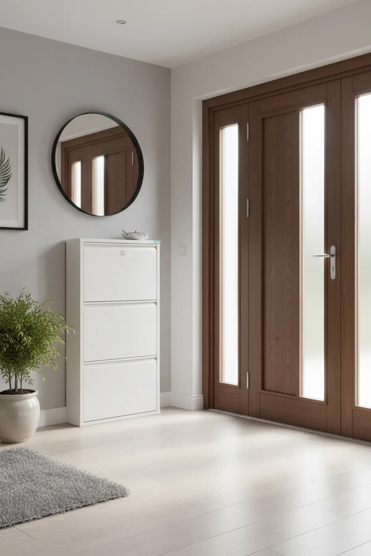 Metal Ayakkabılık 3'lü Kilitli Model - Beyaz