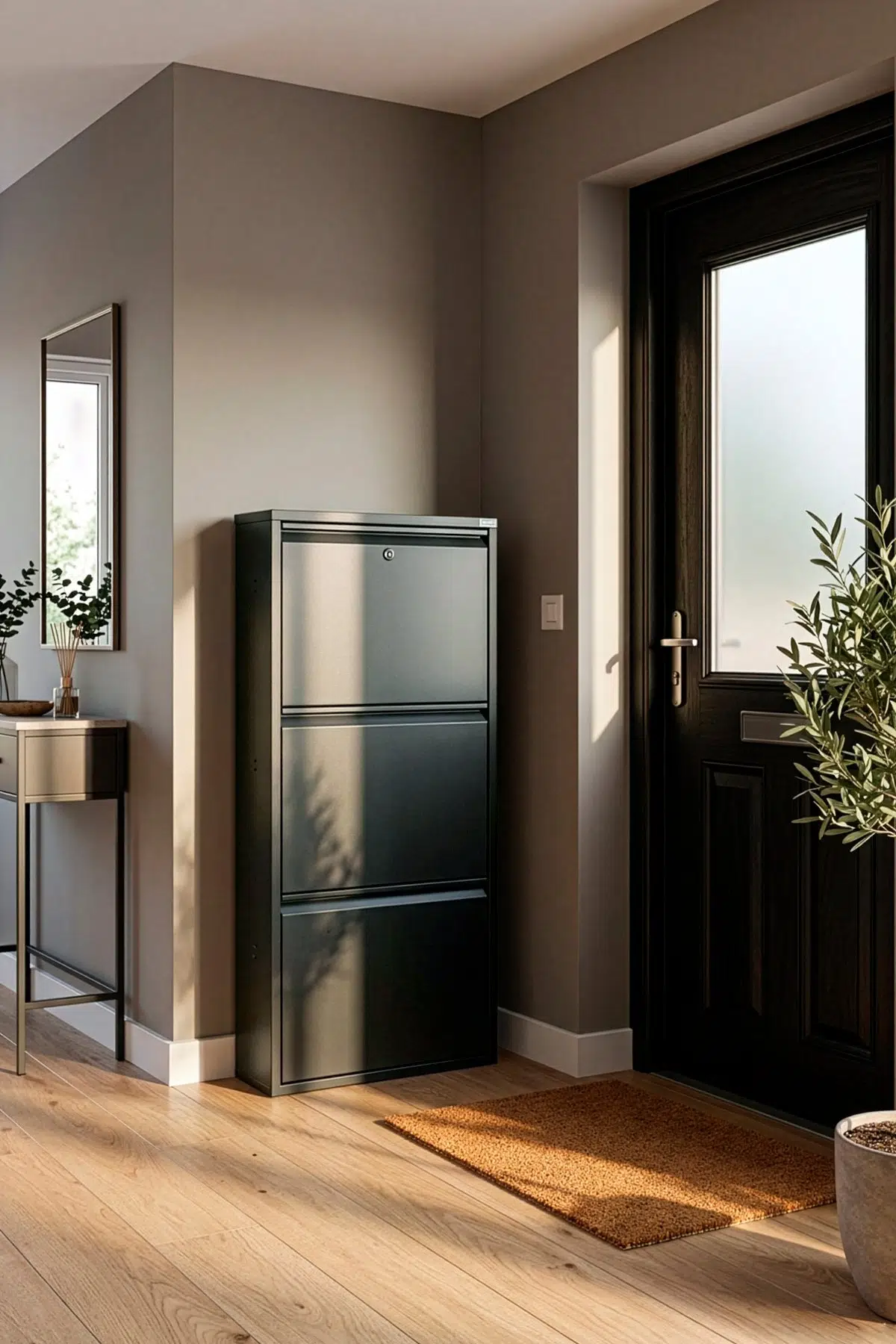 Metal Ayakkabılık 3'lü Kilitli Model - Antrasit