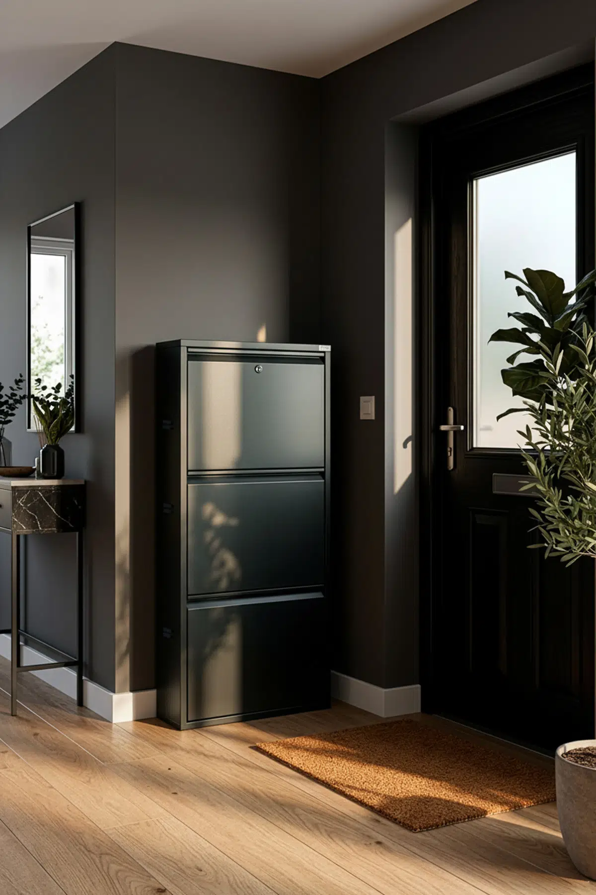 Metal Ayakkabılık 3'lü Kilitli Model - Siyah