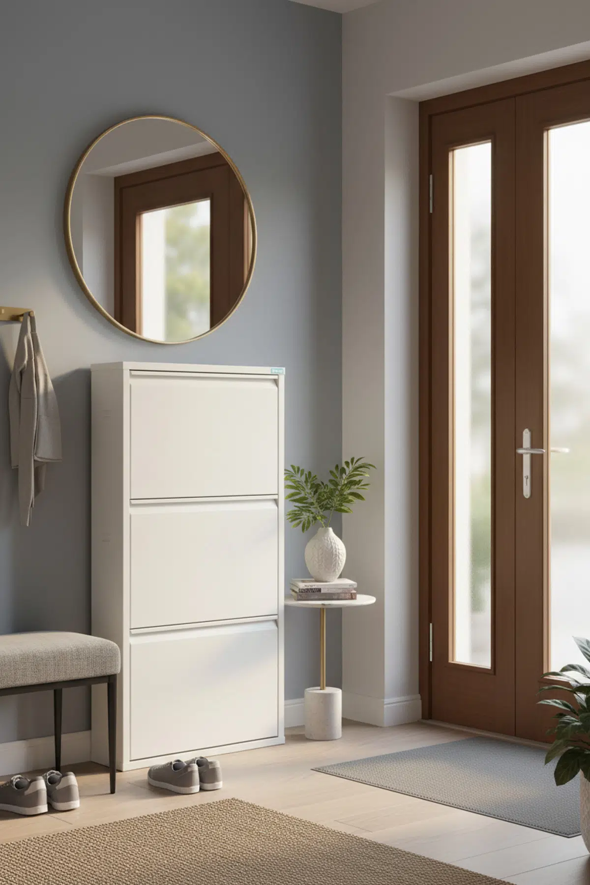 Metal Ayakkabılık 3'lü Model - Beyaz