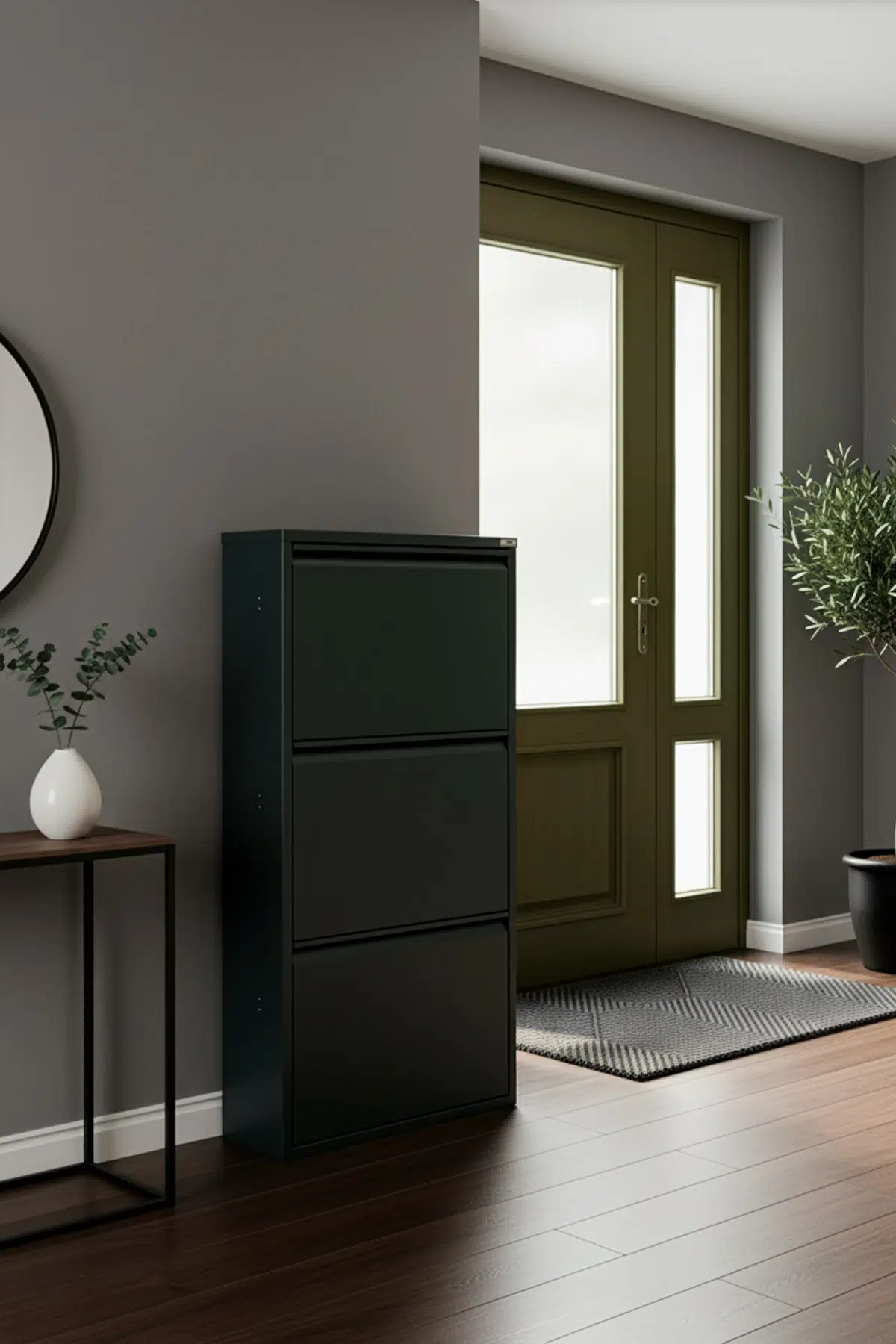 Metal Ayakkabılık 3'lü Model - Siyah