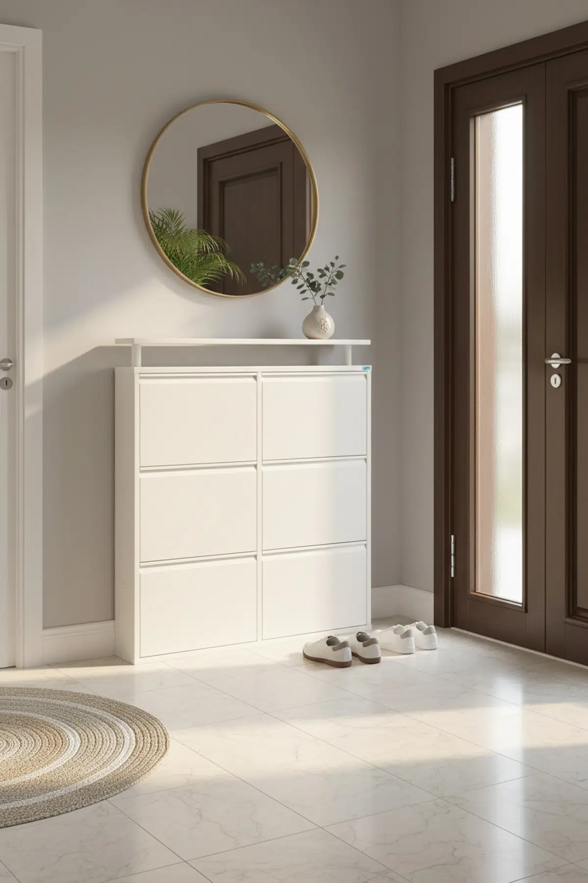 Metal Ayakkabılık 3 lü Yatay Model - Beyaz