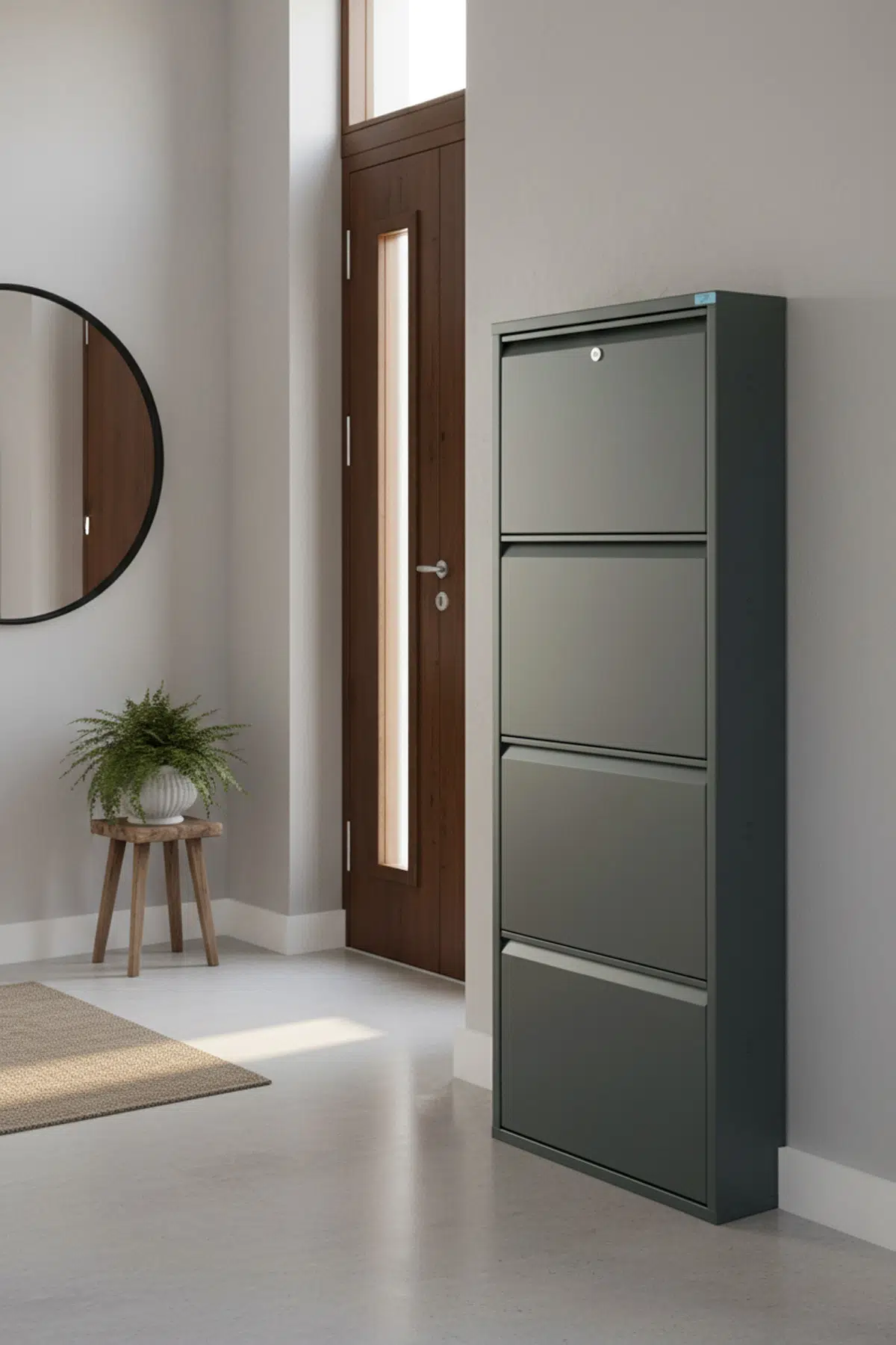 Metal Ayakkabılık 4'lü Kilitli Model - Antrasit