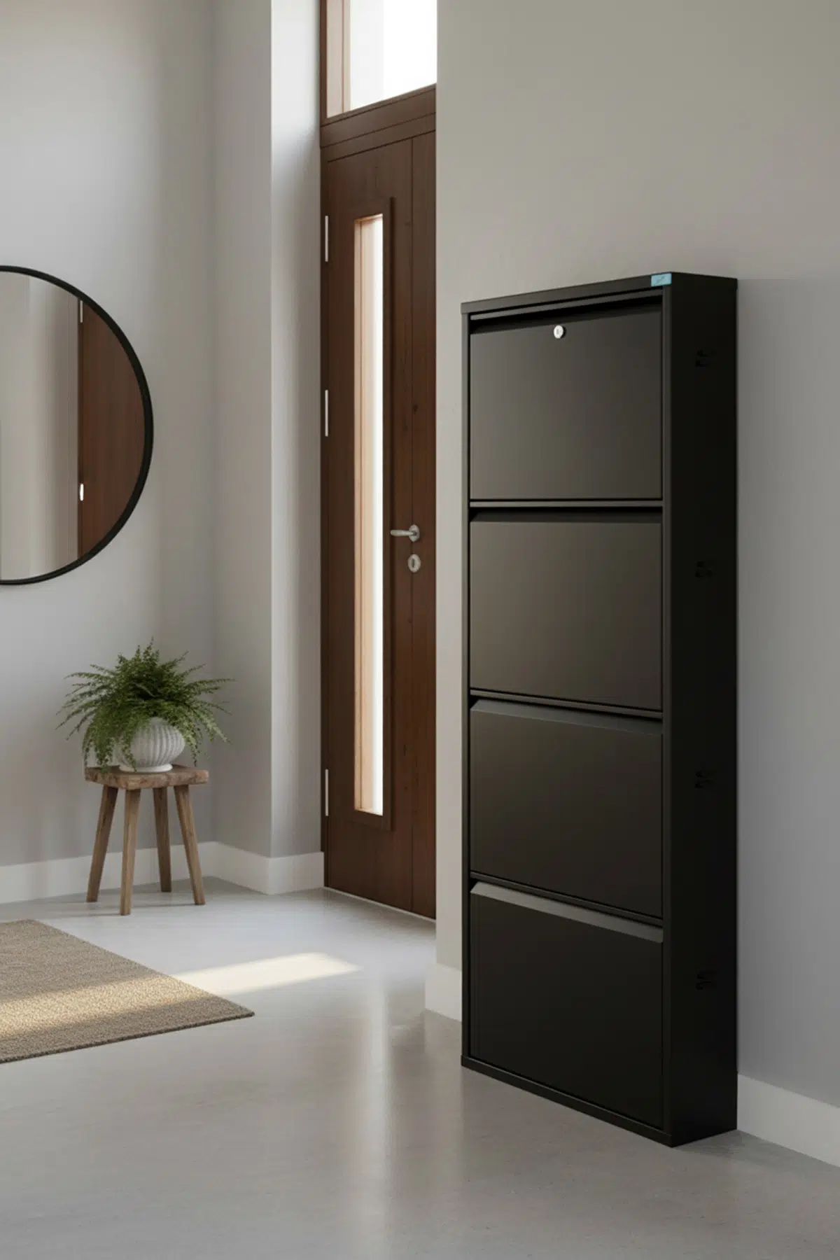 Metal Ayakkabılık 4'lü Kilitli Model - Siyah