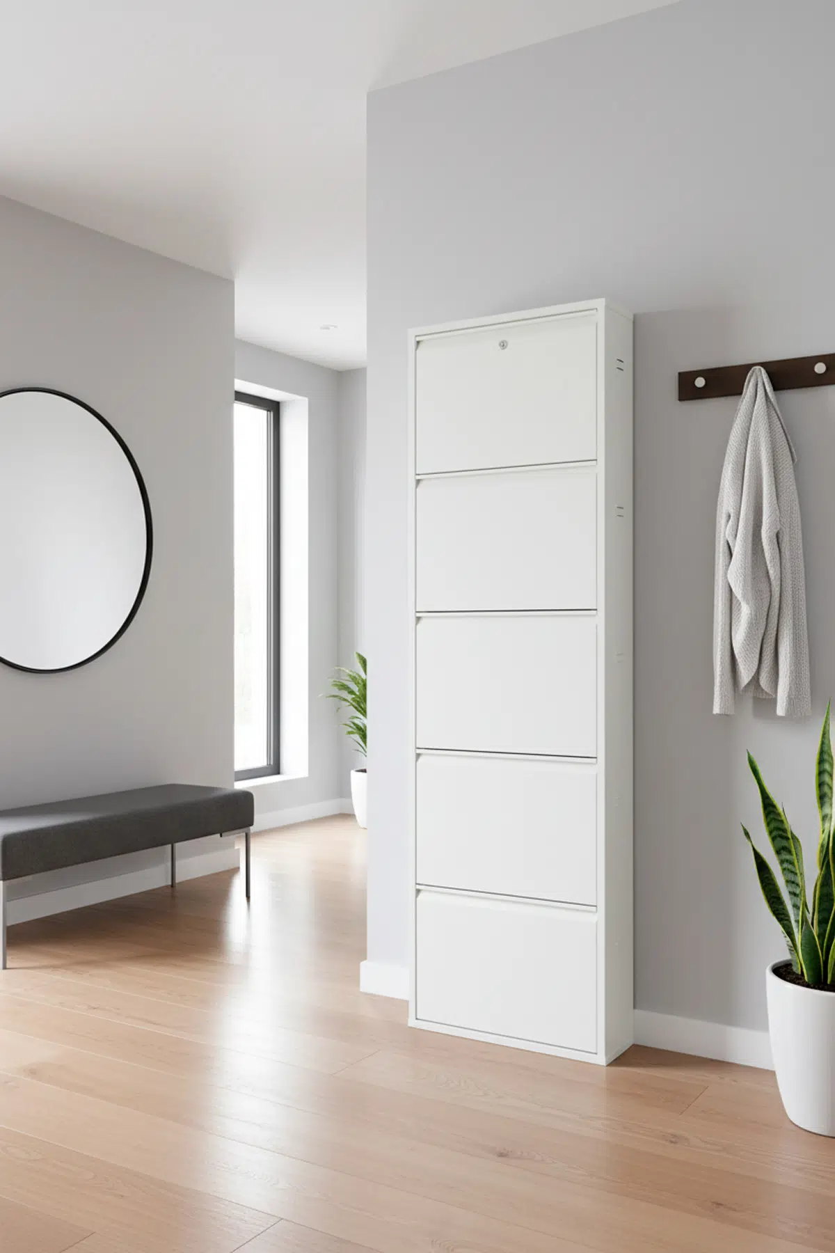 Metal Ayakkabılık 5'li Kilitli Model - Beyaz